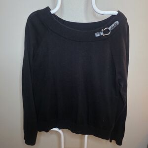 Lauren Ralph Lauren Black Sweater with Buckle Detail